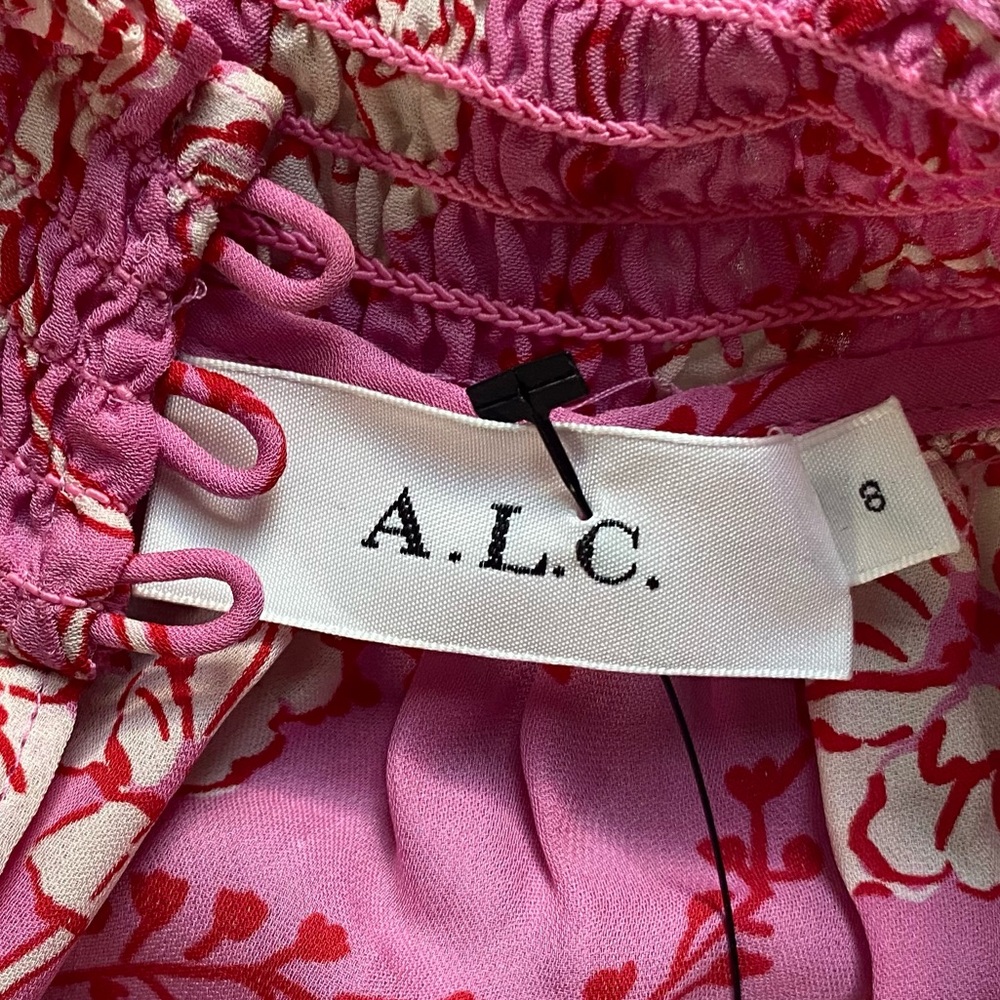 A.L.C. Cody Floral Silk Smocked Waist Dress - Picture 10 of 13
